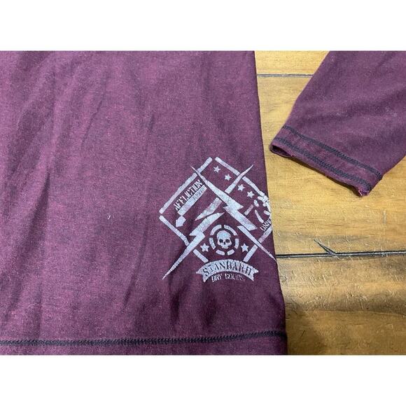 Affliction Shirt Mens Size XL Maroon Reversible Distressed Long Sleeve Shirt - Picture 8 of 10